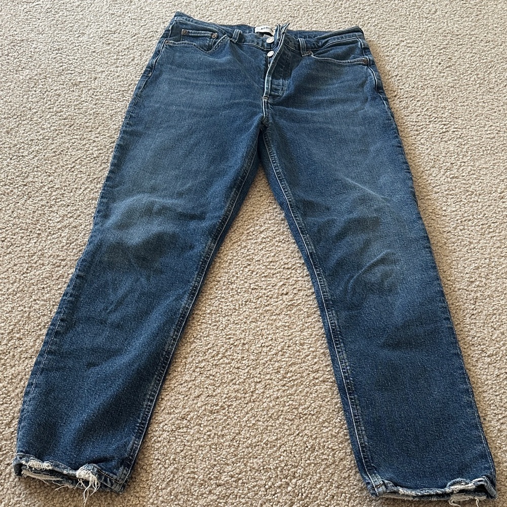 Agolde Straight Leg Jeans in Dark Blue Wash
